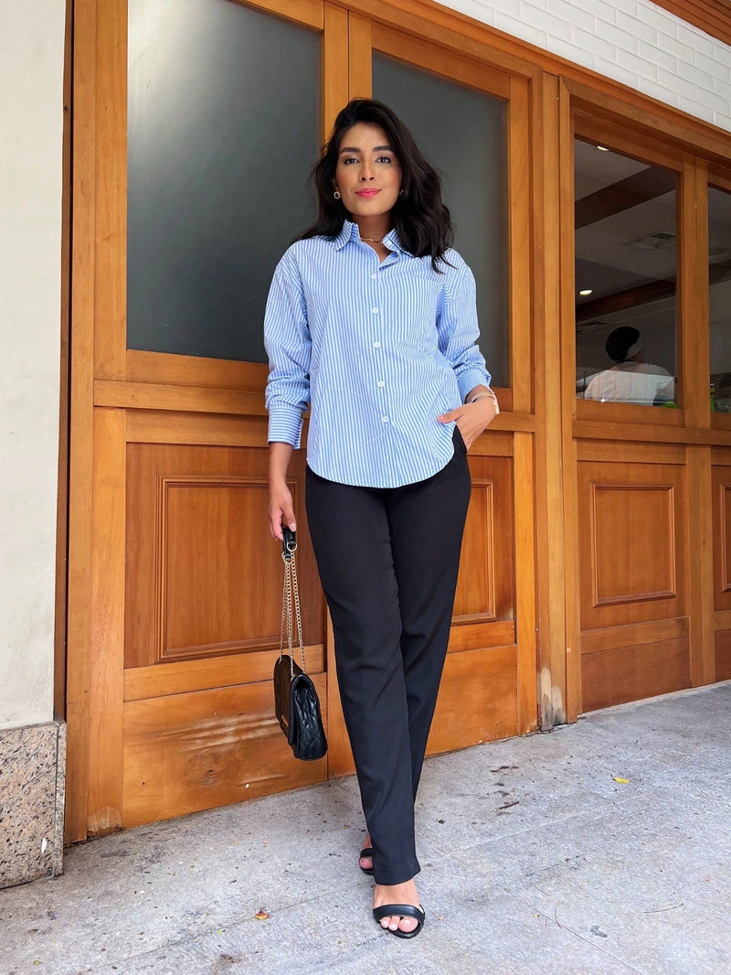 CAMISA SOCIAL MANGA LONGA COM BOLSO - 