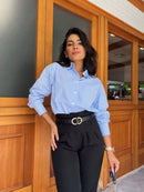 Camisa Social Feminina manga longa com bolso