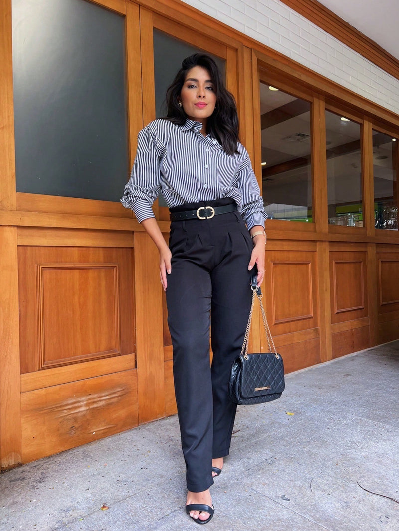 CAMISA SOCIAL MANGA LONGA COM BOLSO - 