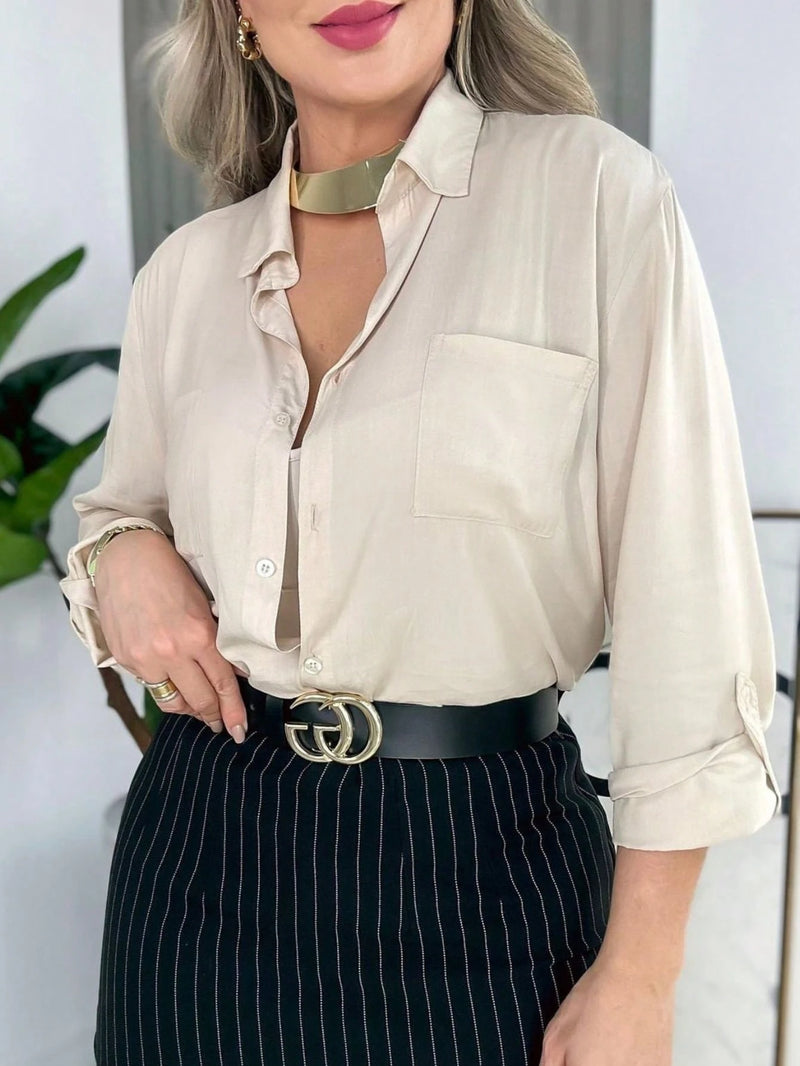 Camisa Social Feminina com detalhe de bolso - Milão