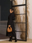 Vestido feminino longo em relevo Elegante com cinto - Carla