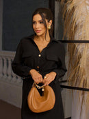 Vestido feminino longo em relevo Elegante com cinto - Carla