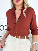 Camisa Social Feminina com detalhe de bolso - Milão