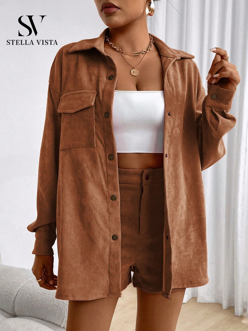 Conjunto feminino de inverno com jaqueta e shorts - Barcelona