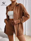 Conjunto feminino de inverno com jaqueta e shorts - Barcelona