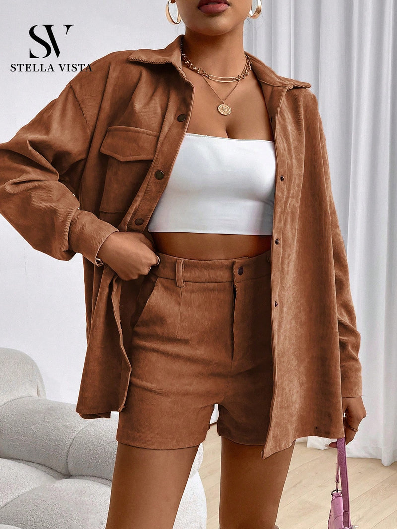 Conjunto feminino de inverno com jaqueta e shorts - Barcelona