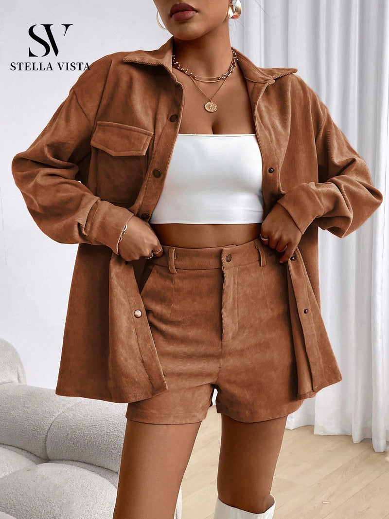 Conjunto feminino de inverno com jaqueta e shorts - Barcelona