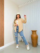 Camisa linho feminina manga longa de Bolso - Córdoba