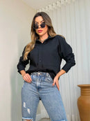 Camisa linho feminina manga longa de Bolso - Córdoba