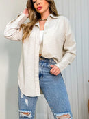 Camisa linho feminina manga longa de Bolso - Córdoba