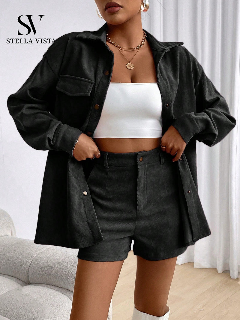 Conjunto feminino de inverno com jaqueta e shorts - Barcelona