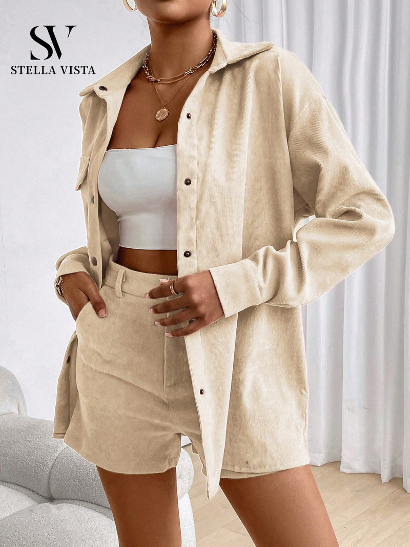 Conjunto feminino de inverno com jaqueta e shorts - Barcelona