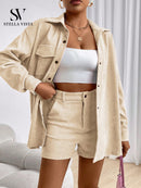 Conjunto feminino de inverno com jaqueta e shorts - Barcelona