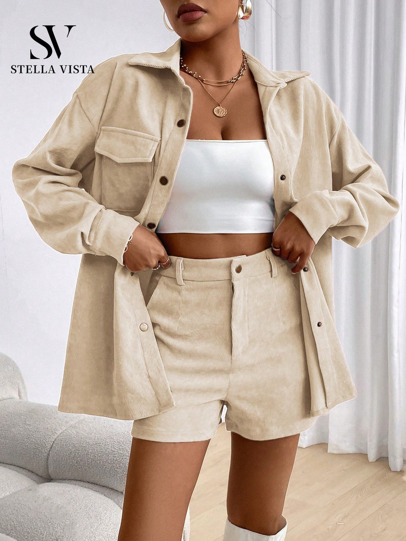 Conjunto feminino de inverno com jaqueta e shorts - Barcelona