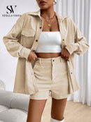 Conjunto feminino de inverno com jaqueta e shorts - Barcelona