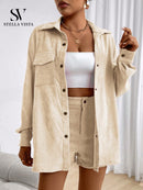 Conjunto feminino de inverno com jaqueta e shorts - Barcelona