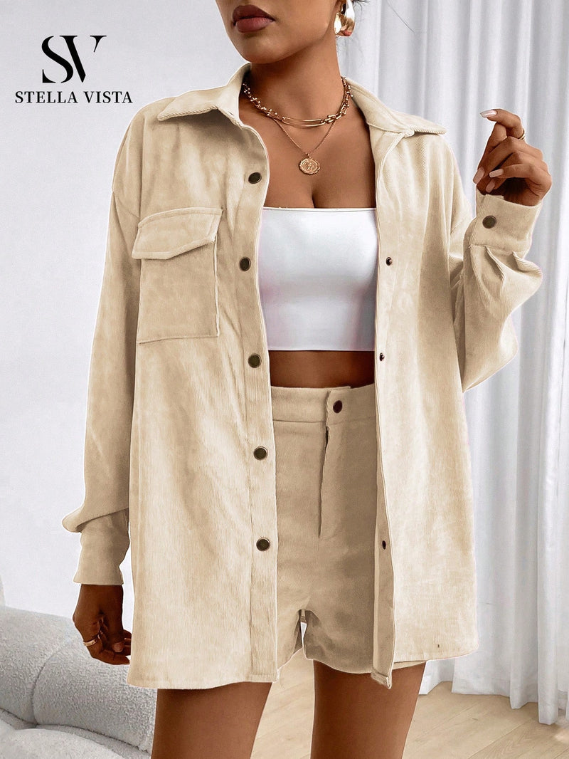 Conjunto feminino de inverno com jaqueta e shorts - Barcelona