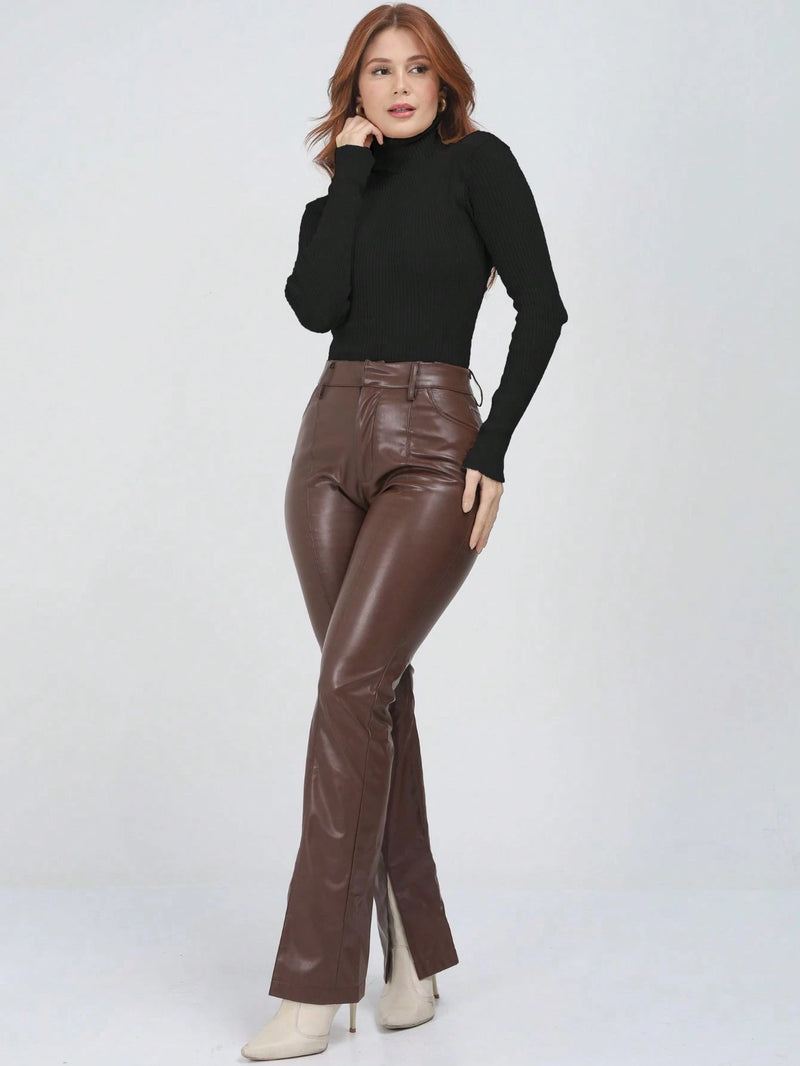 Blusa Cacharrel Feminina manga longa Lã  Tricot Gola Alta