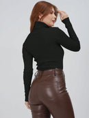 Blusa Cacharrel Feminina manga longa Lã  Tricot Gola Alta