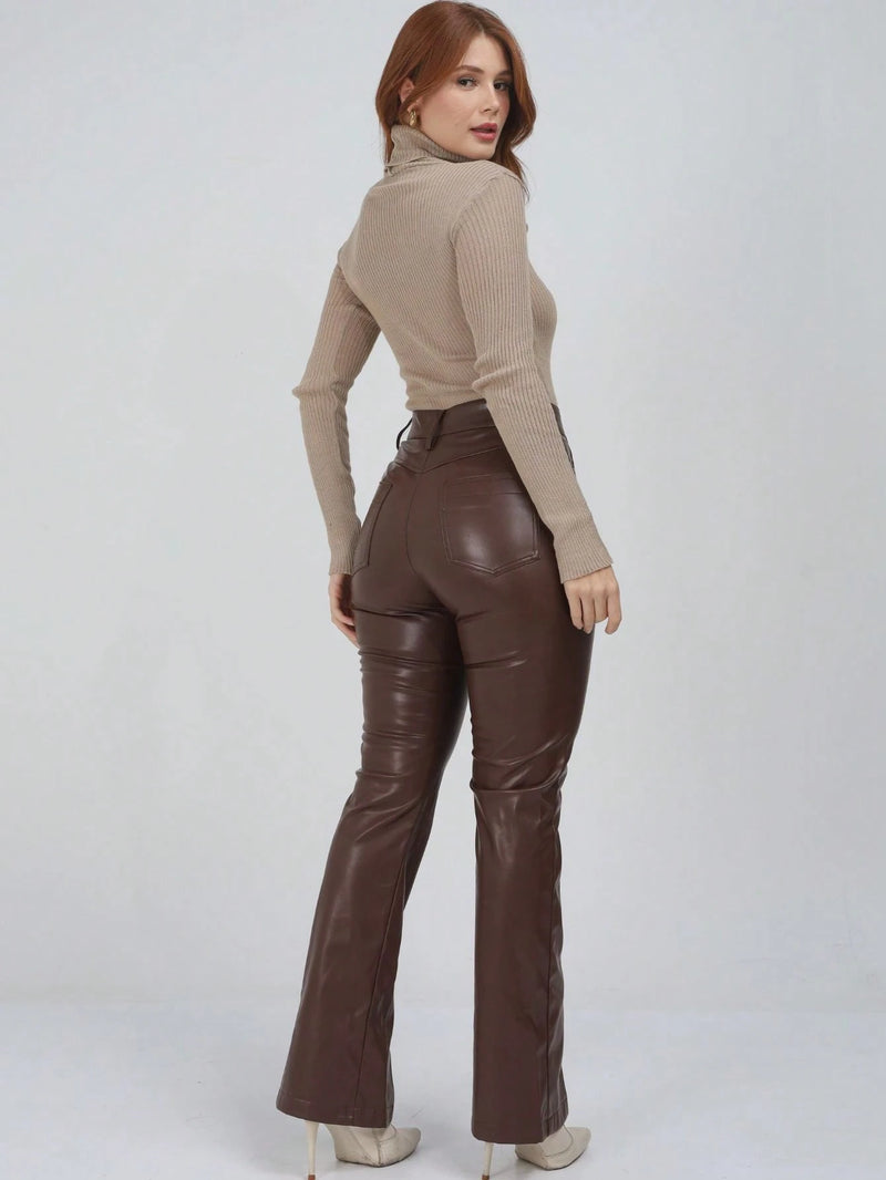 Blusa Cacharrel Feminina manga longa Lã  Tricot Gola Alta