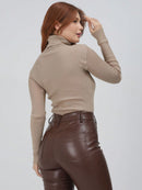 Blusa Cacharrel Feminina manga longa Lã  Tricot Gola Alta