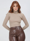 Blusa Cacharrel Feminina manga longa Lã  Tricot Gola Alta