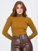 Blusa Cacharrel Feminina manga longa Lã  Tricot Gola Alta