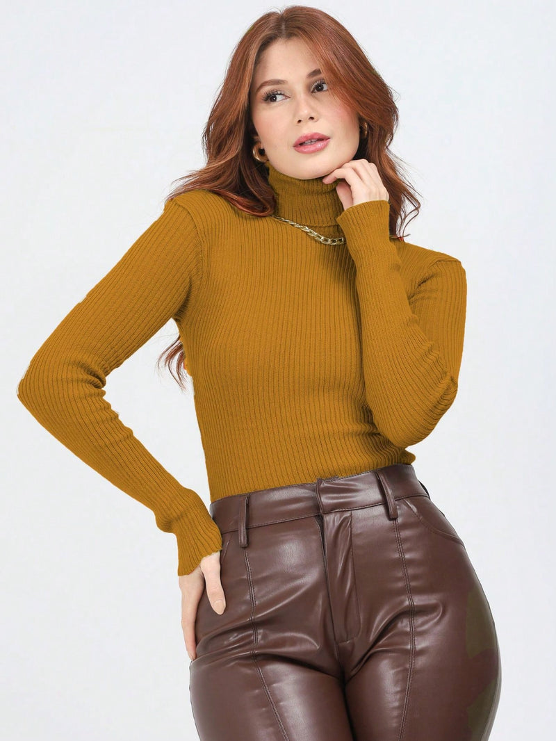 Blusa Cacharrel Feminina manga longa Lã  Tricot Gola Alta