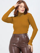 Blusa Cacharrel Feminina manga longa Lã  Tricot Gola Alta