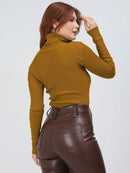 Blusa Cacharrel Feminina manga longa Lã  Tricot Gola Alta