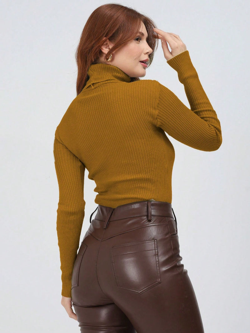 Blusa Cacharrel Feminina manga longa Lã  Tricot Gola Alta