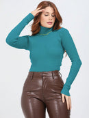 Blusa Cacharrel Feminina manga longa Lã  Tricot Gola Alta