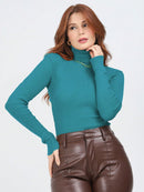 Blusa Cacharrel Feminina manga longa Lã  Tricot Gola Alta