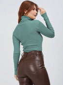 Blusa Cacharrel Feminina manga longa Lã  Tricot Gola Alta