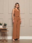 Novo Conjunto De Alfaitaria feminino Colete+calças Modal casual/socail