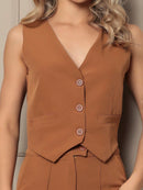 Novo Conjunto De Alfaitaria feminino Colete+calças Modal casual/socail