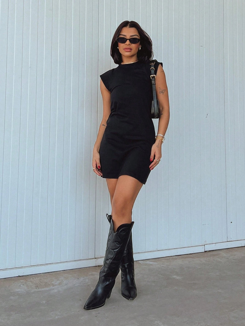 Vendedor IndicadoVestido Muscle Tee Blogueira Feminino Algodão Curto Confort