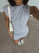 Vendedor IndicadoVestido Muscle Tee Blogueira Feminino Algodão Curto Confort