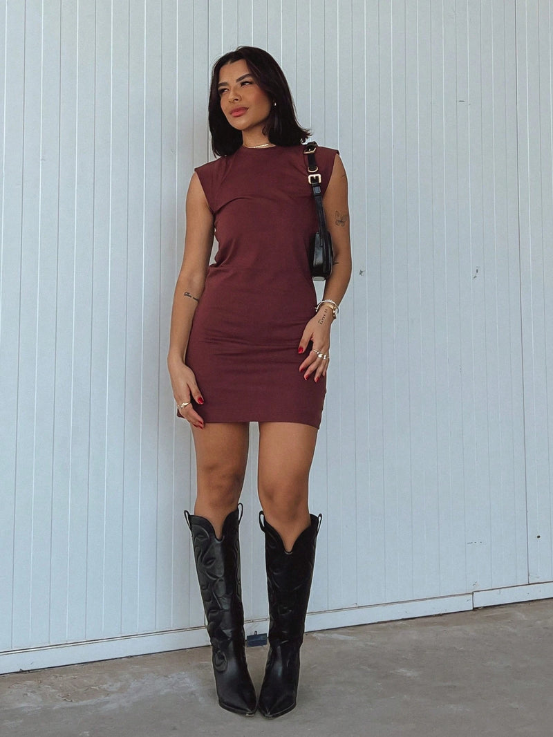 Vendedor IndicadoVestido Muscle Tee Blogueira Feminino Algodão Curto Confort