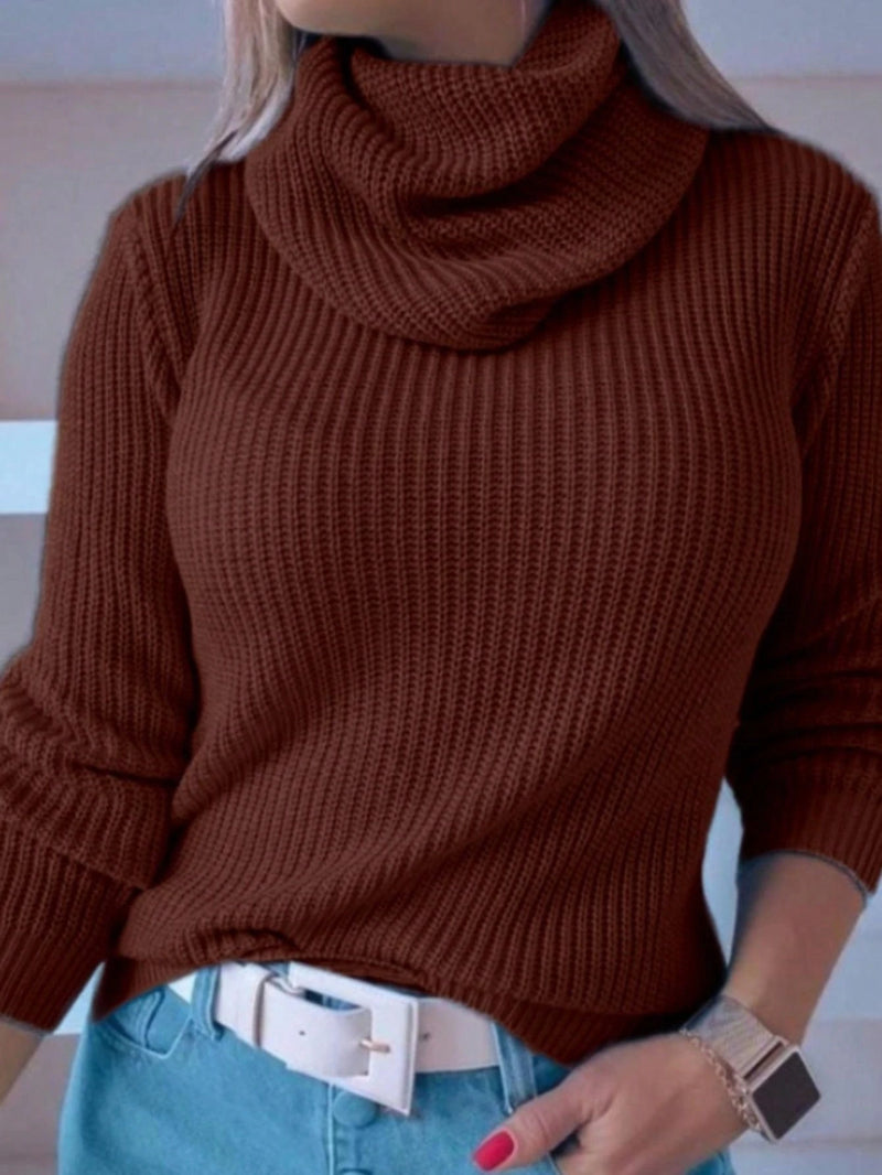 Blusa feminina de lã tricot gola alta