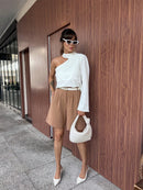 Camisa Nula Manga Detalhe no Pescoço Nula Manga Mula Manca