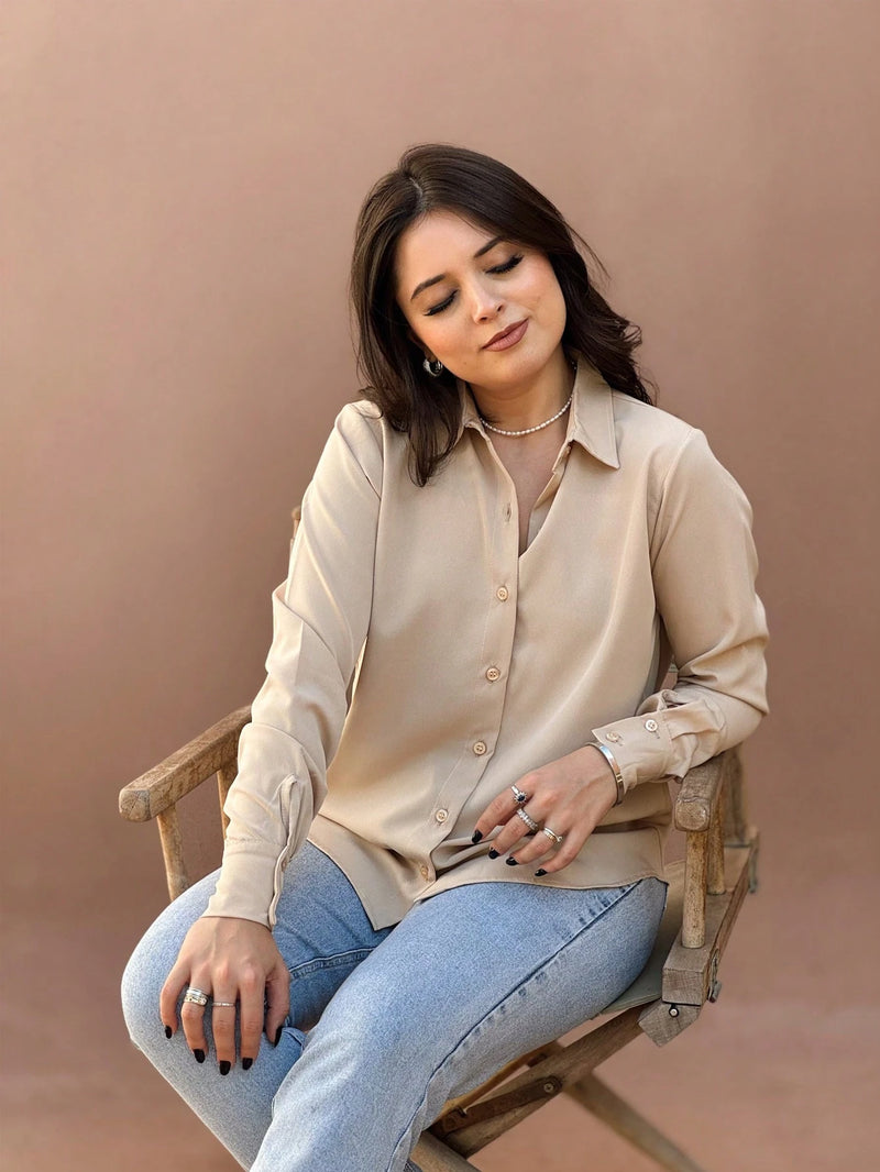 Camisa Cloe Feminina Com Botões Manga Comprida