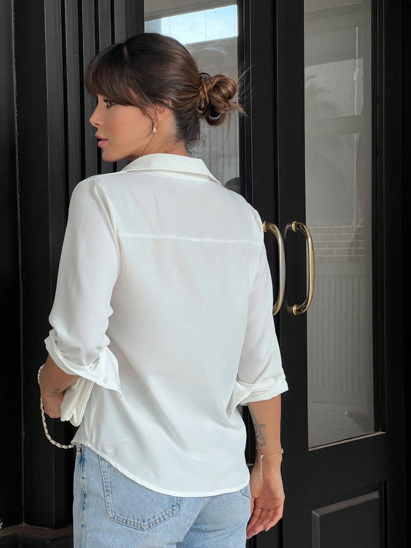 Camisa Cloe Feminina Com Botões Manga Comprida