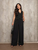 Conjunto feminino Alfaiataria com Colete e Calça Listrado - 