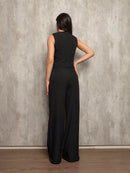 Conjunto feminino Alfaiataria com Colete e Calça Listrado - 