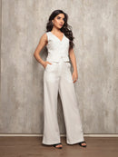 Conjunto feminino Alfaiataria com Colete e Calça Listrado - 