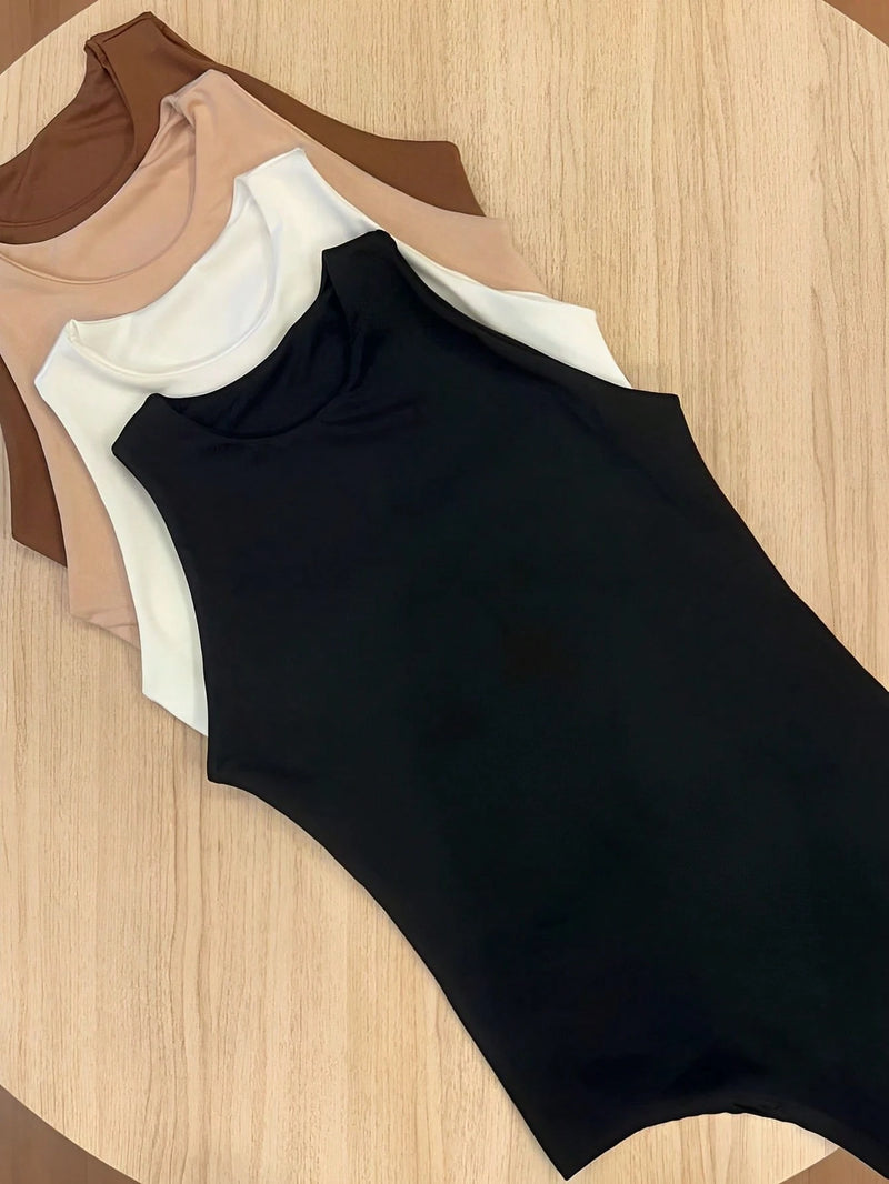 Vendedor IndicadoKit 4 Body Collant Feminino Regata Básico Com Decote Discreto Moda Casual Versátil Blogueira