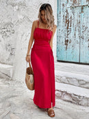 Vestido Feminino de Verão com Drapeado e amarração na Cintura - Grécia