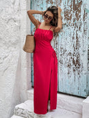 Vestido Feminino de Verão com Drapeado e amarração na Cintura - Grécia