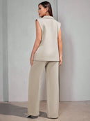 Conjunto Feminino Colete em Alfaiataria Social